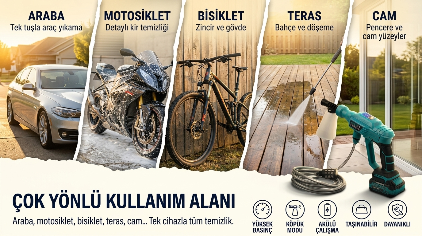 ASSUR çok yönlü kullanım — araba, motosiklet, bisiklet, teras, cam yüzeyleri
