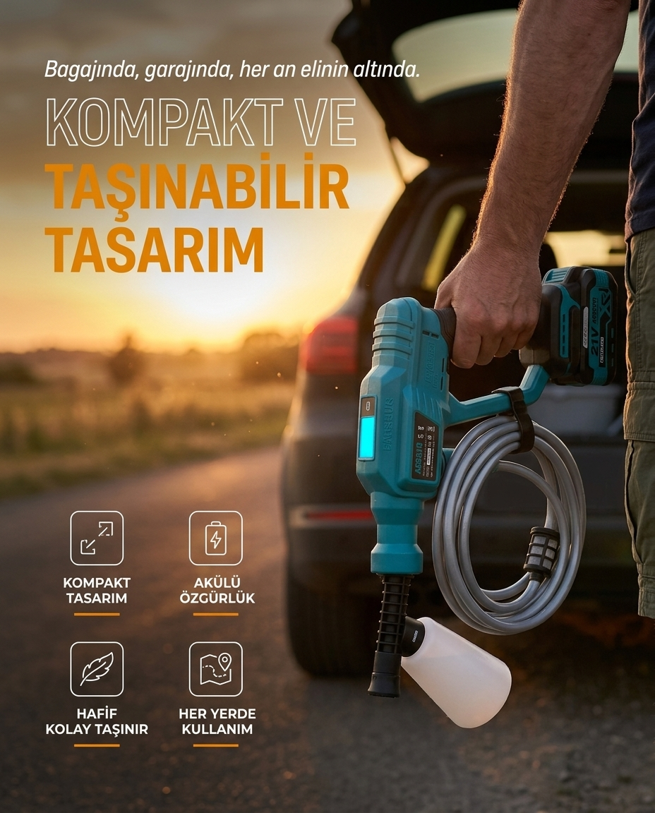 ASSUR kompakt ve taşınabilir — bagajda, garajda, her an hazır